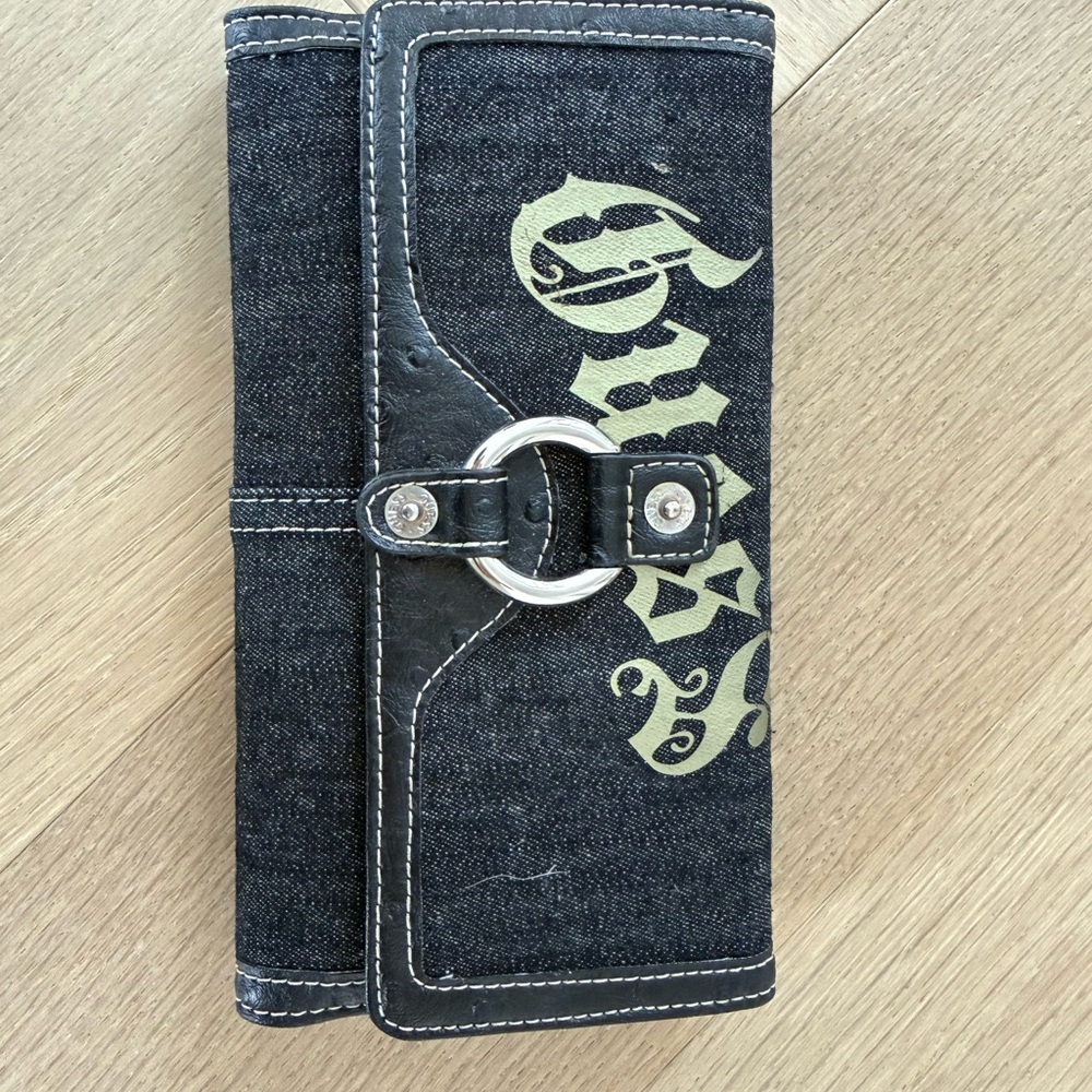 Denim Wallet with Silver Ring Accent